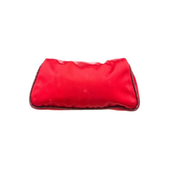 Red Satin & Python Fendi Borderline Frame Clutch w Crystals - Picture 4 of 6